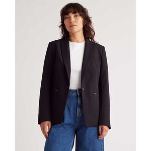 Quince Women's Scuba Single Breasted Convertible Blazer Black Outerwear XL